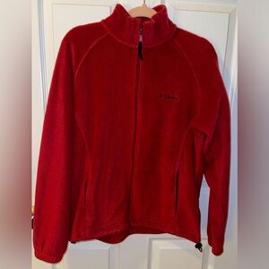 Columbia women’s large zip up fleece jacket maroon